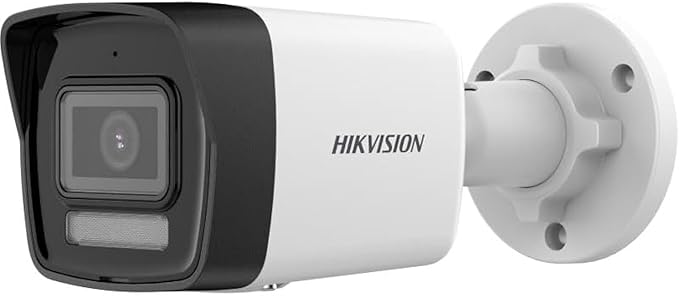 HIKVISION 2 MP Smart Hybrid Light Outdoor Bullet Network IP CCTV Camera Built-in Mic. with Day/Night Color Vision, Motion Detection [DS-2CD1023G2-LIU] + USEWELL RJ45, White