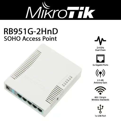 Routeur Mikrotik RB951Ui-2HnD 5xPort Lan sans fil Wi-Fi