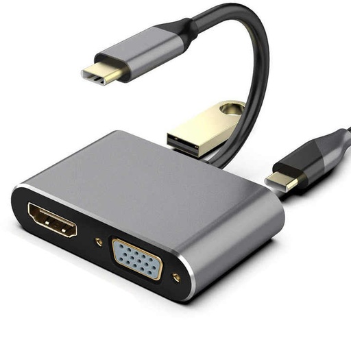 Adaptateur Multiport PREMIUM HD HDTV VGA USB 3.1 Type C à 4K 4 en 1